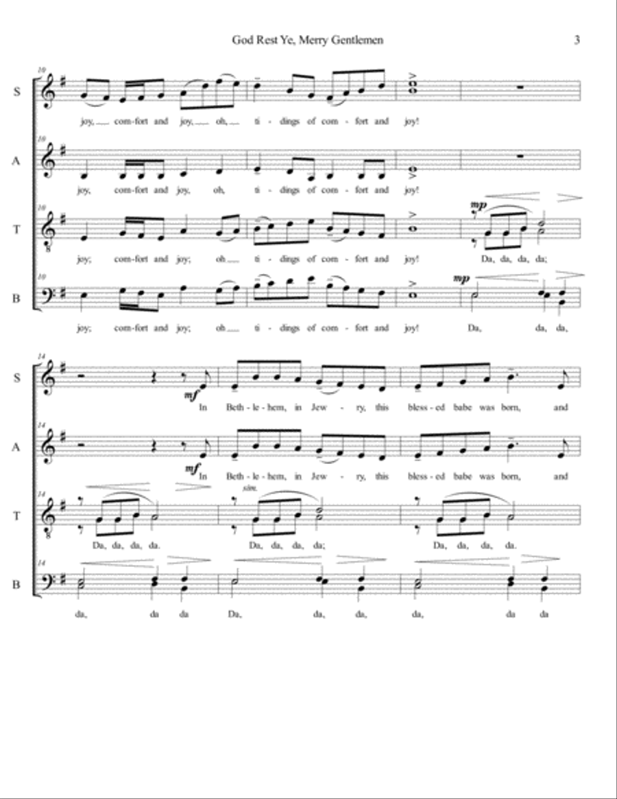 God Rest Ye, Merry Gentlemen 4-Part scores gallery preview page 3