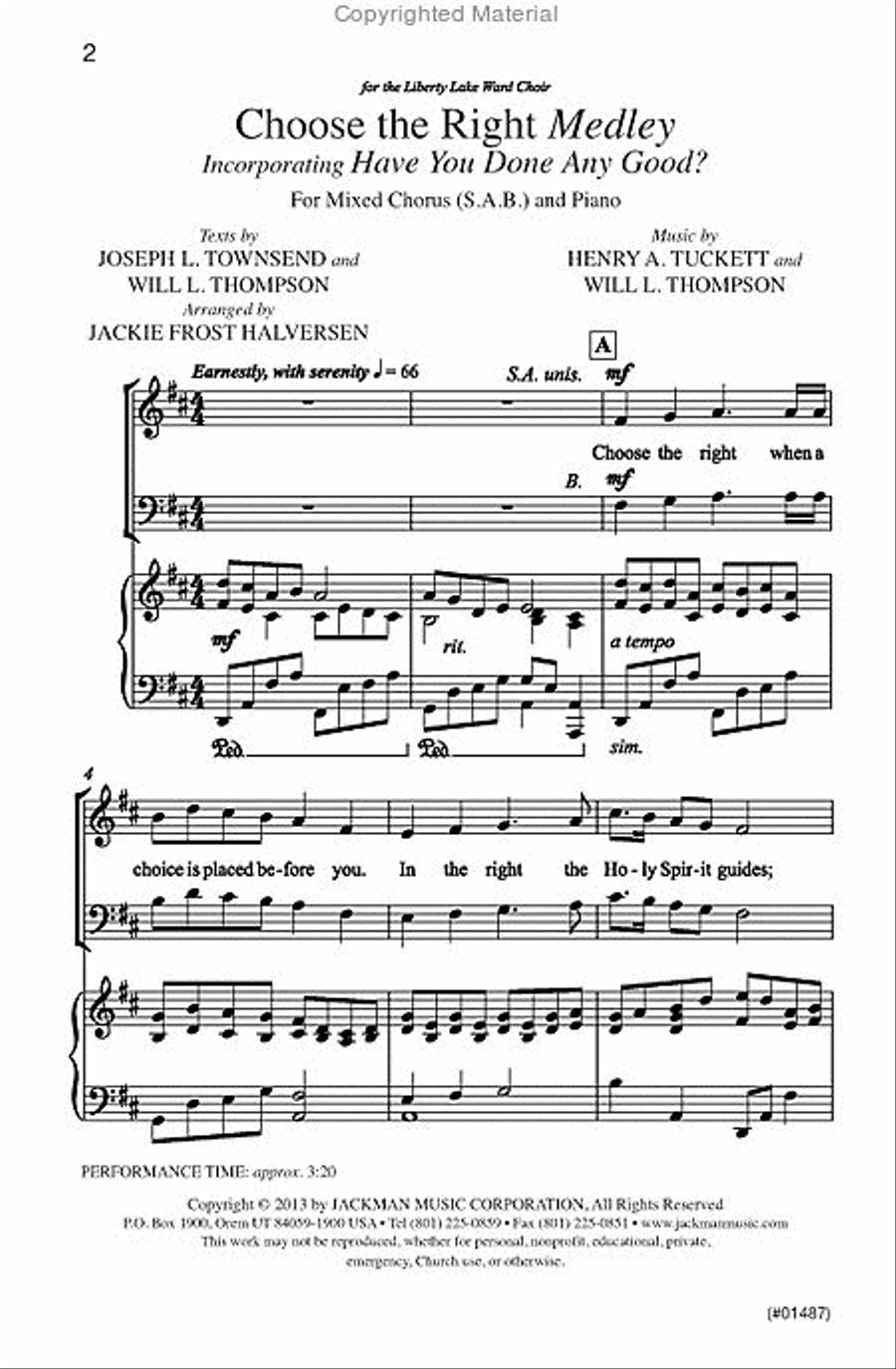 Choose the Right / Have You Done Any Good? Medley - SAB 3-Part scores gallery preview page 2