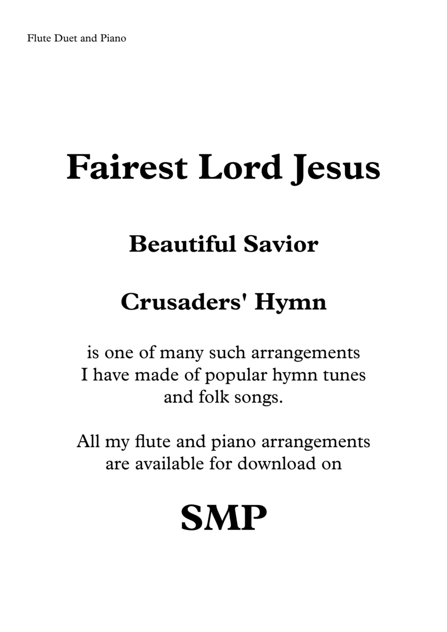 Fairest Lord Jesus (Beautiful Savior), for Flute Duet and Piano Flute Duet scores gallery preview page 1