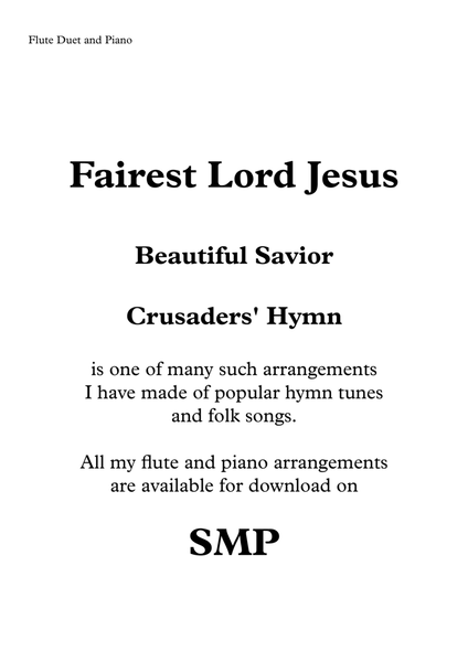 Fairest Lord Jesus (Beautiful Savior), for Flute Duet and Piano image number null