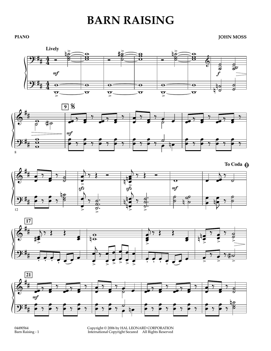 Barn Raising - Piano Orchestra scores gallery preview page 1