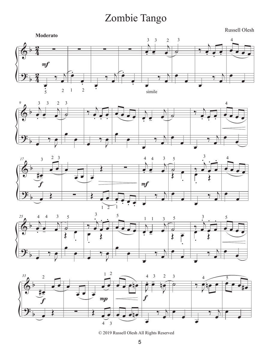 Zombie Tango Piano Solo scores gallery preview page 5