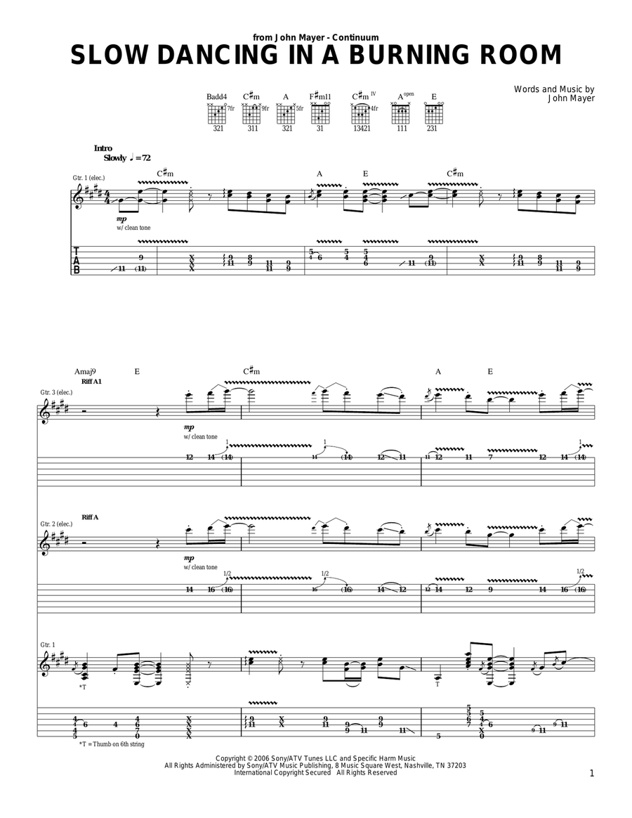Slow Dancing In A Burning Room Acoustic Guitar scores gallery preview page 1