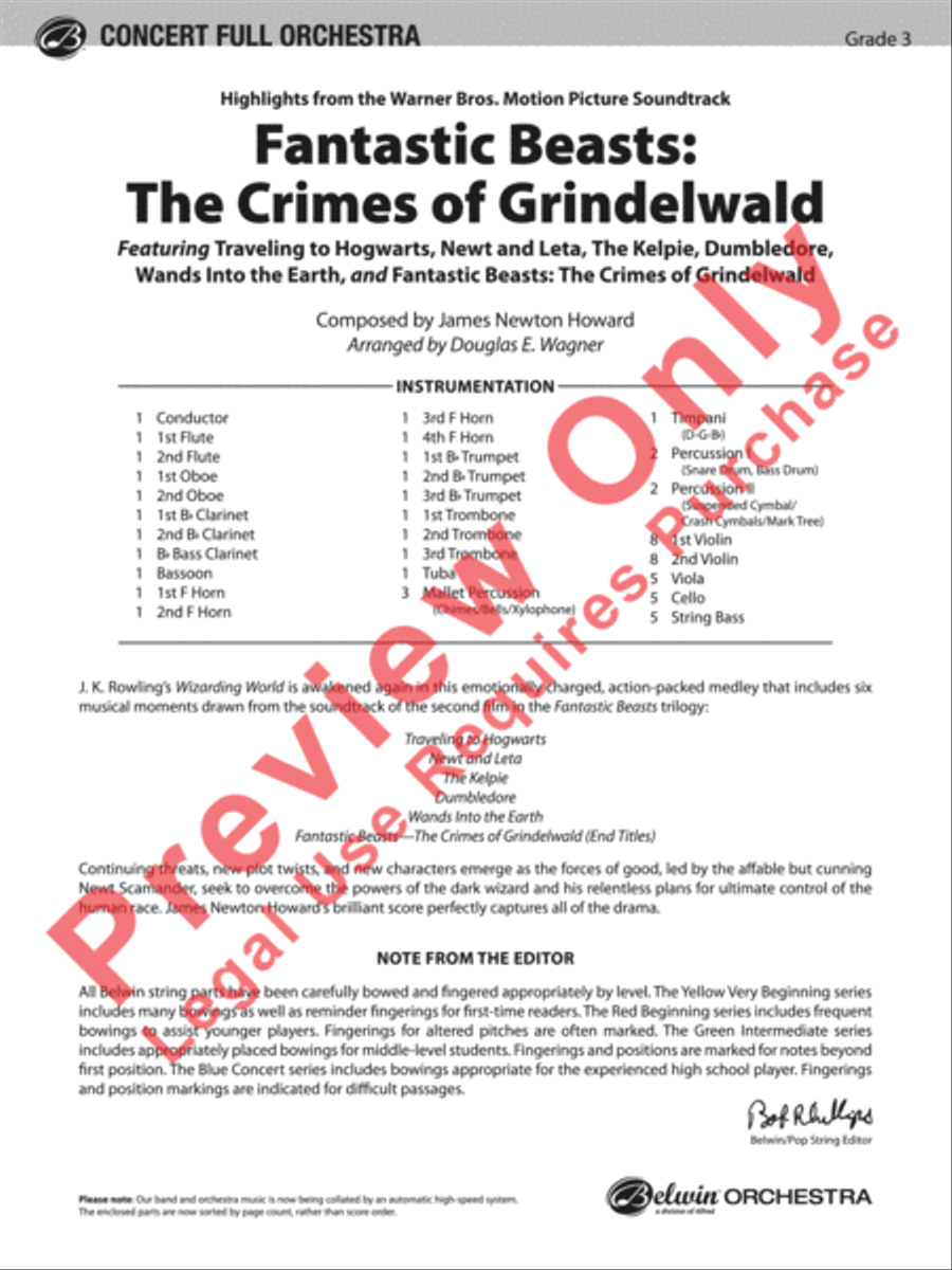 Fantastic Beasts: The Crimes of Grindelwald Full Orchestra scores gallery preview page 2