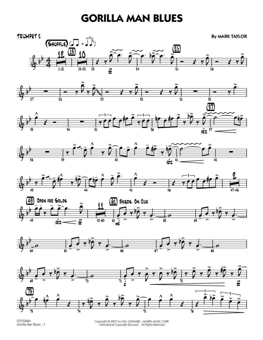 Gorilla Man Blues - Trumpet 2 Trumpet scores gallery preview page 1