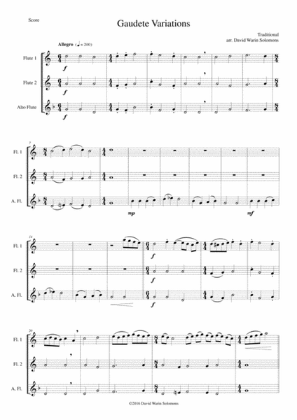 Gaudete Variations for flute trio image number null