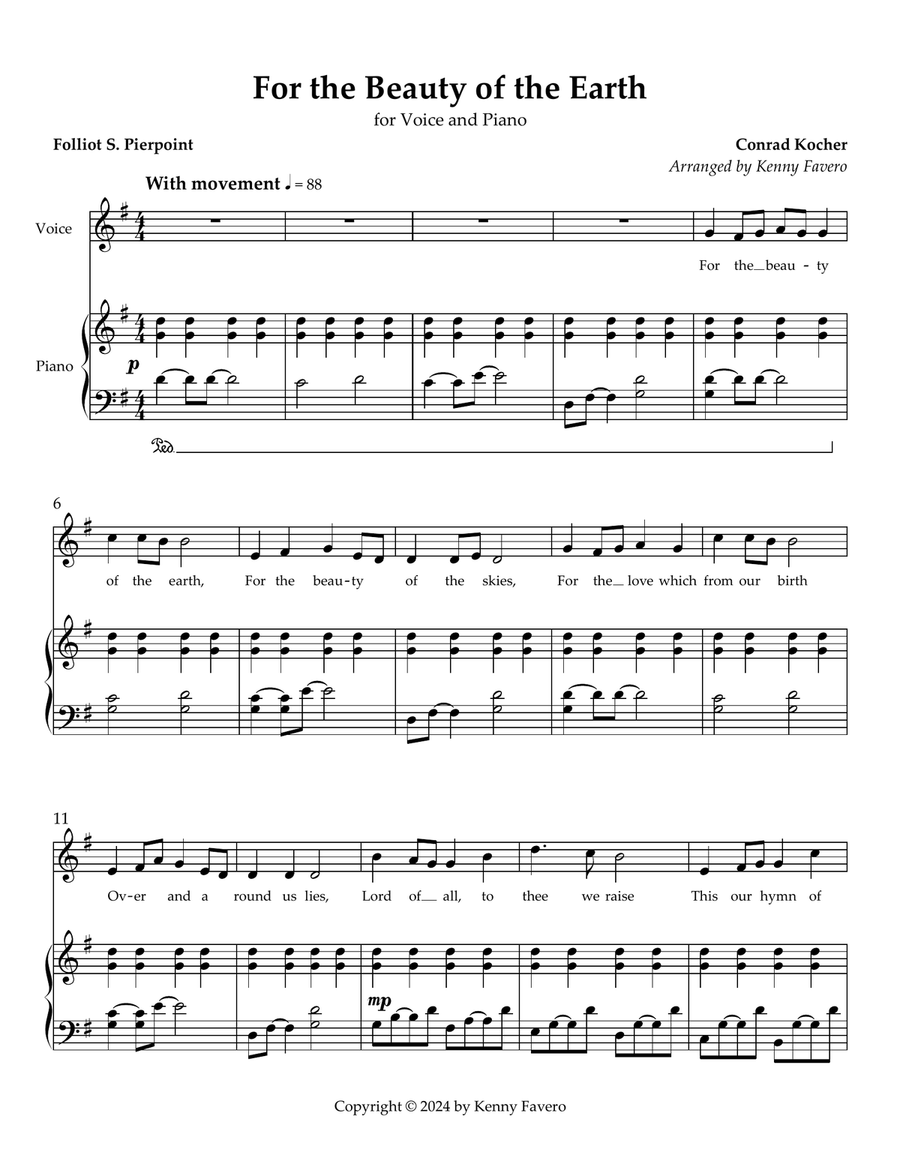 For the Beauty of the Earth Voice scores gallery preview page 1