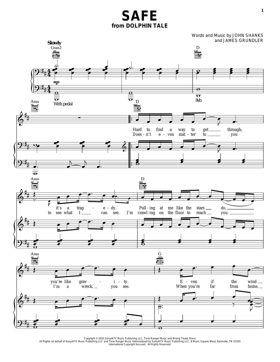 Safe Safe Piano, Vocal, Guitar scores gallery preview page 1