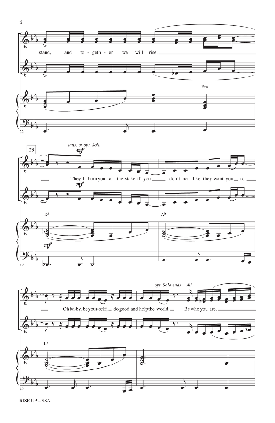 Rise Up (arr. Kirby Shaw) SSA scores gallery preview page 5