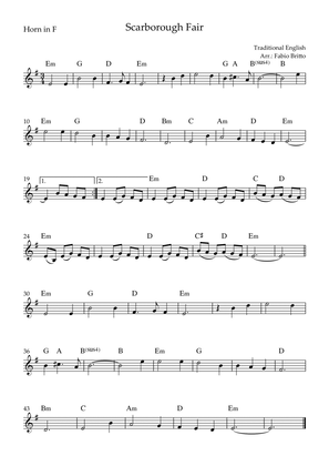 Scarborough Fair for Horn in F Solo with Chords