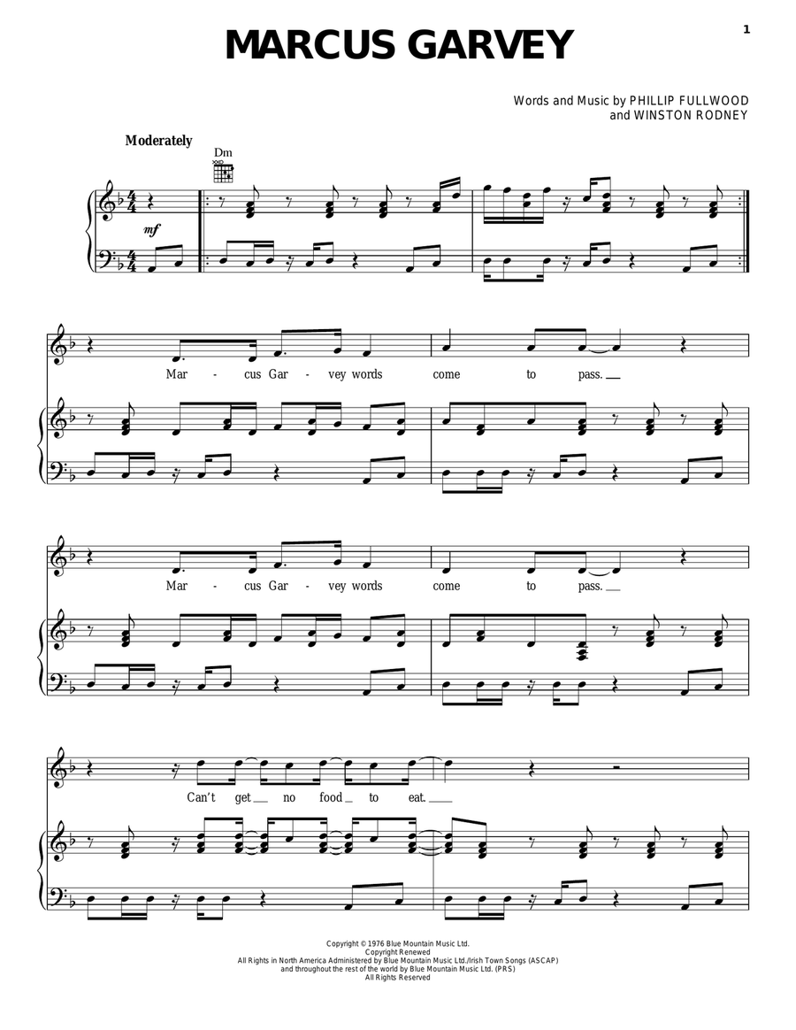 Marcus Garvey Guitar scores gallery preview page 1