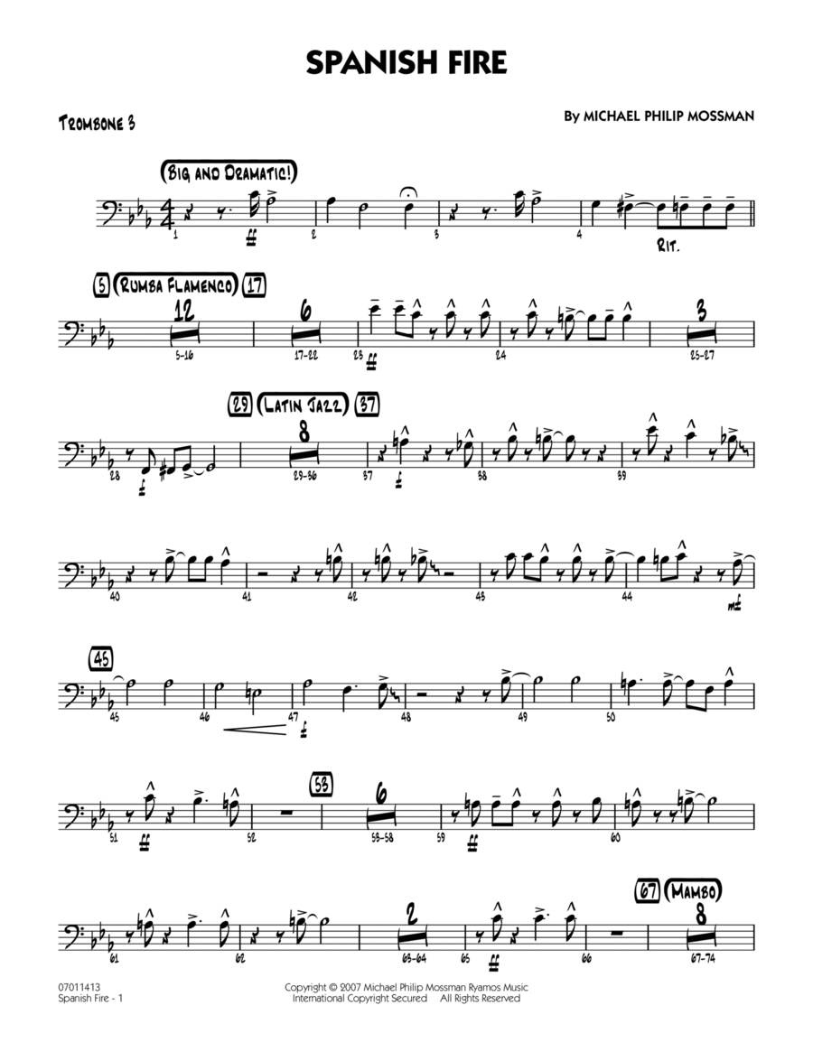 Spanish Fire - Trombone 3 Jazz Ensemble scores gallery preview page 1