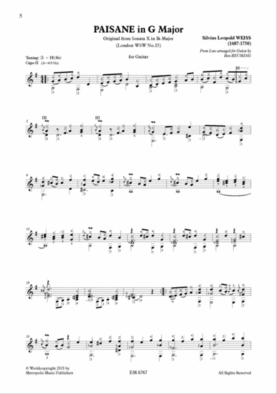 Sonata X (London nr.15) for Solo Guitar Classical Guitar scores gallery preview page 4