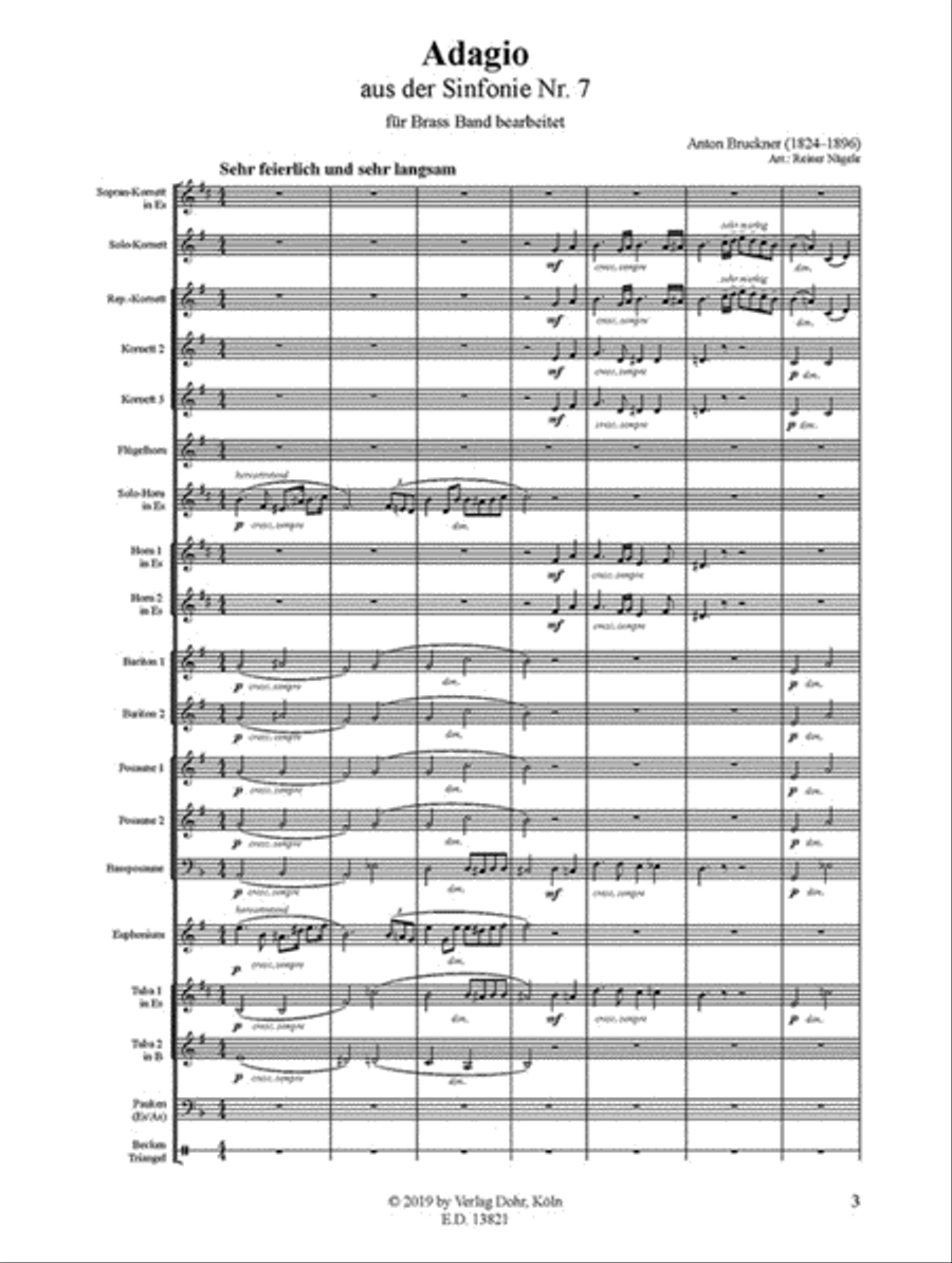 Adagio aus der Sinfonie Nr. 7 (für Brass Band (Blechbläser-Orchester)) Orchestra scores gallery preview page 2