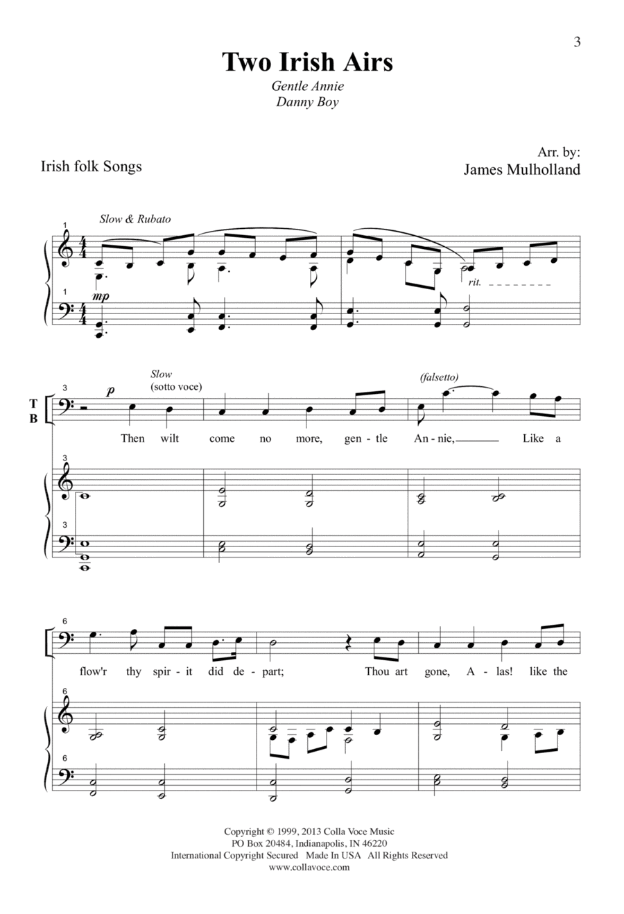 Two Irish Aires 4-Part scores gallery preview page 1
