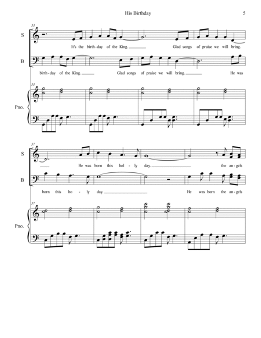 His Birthday 4-Part scores gallery preview page 5