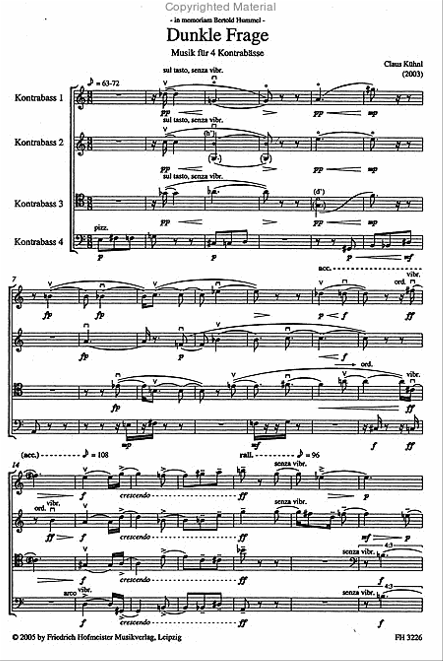 Dunkle Frage Double Bass scores gallery preview page 2