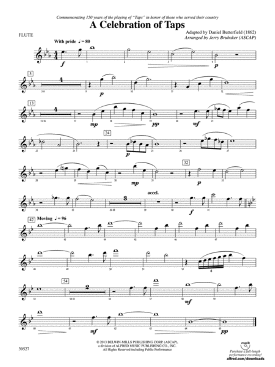 A Celebration of Taps: Flute Concert Band scores gallery preview page 1