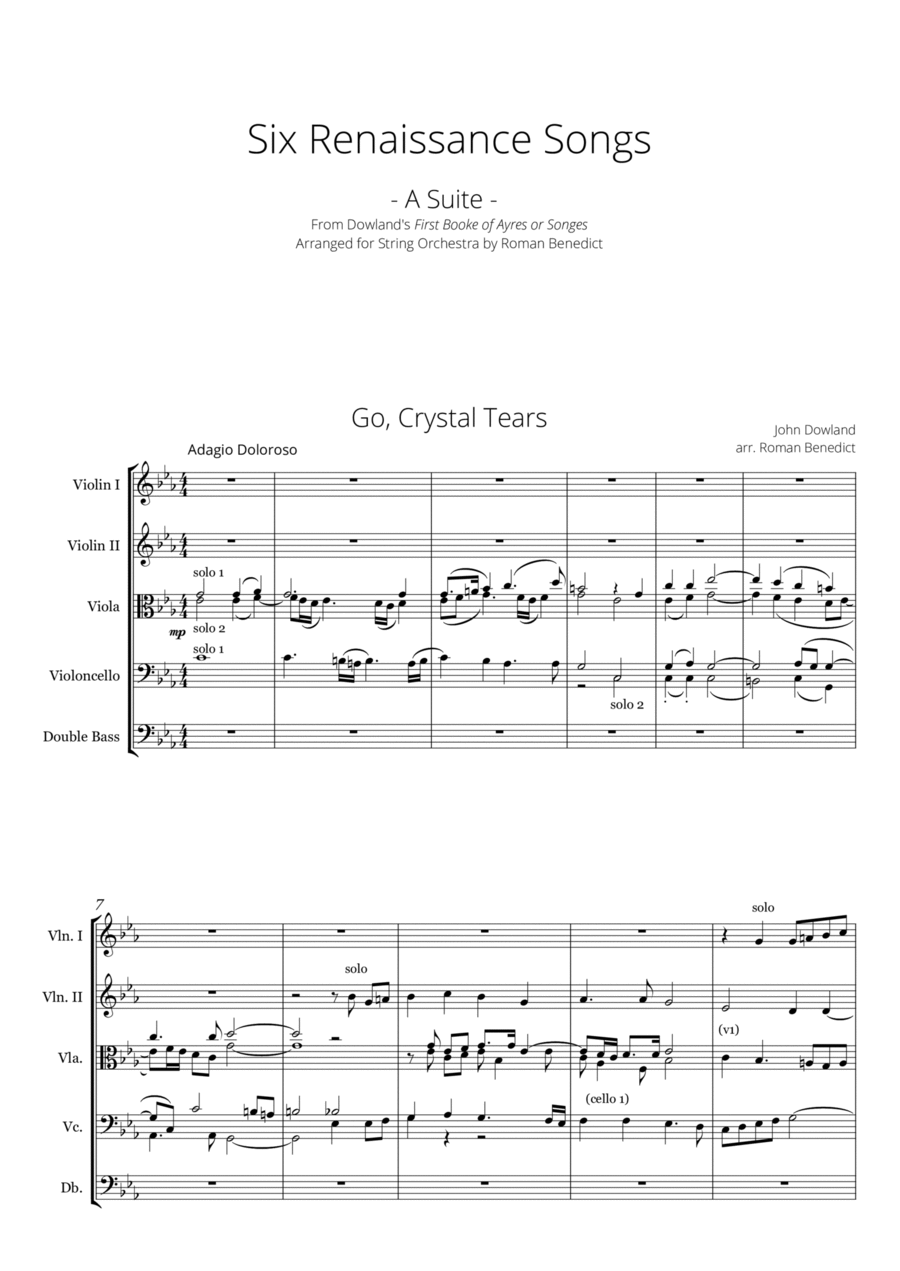 Six Dowland Songs: Suite For Strings String Orchestra scores gallery preview page 1