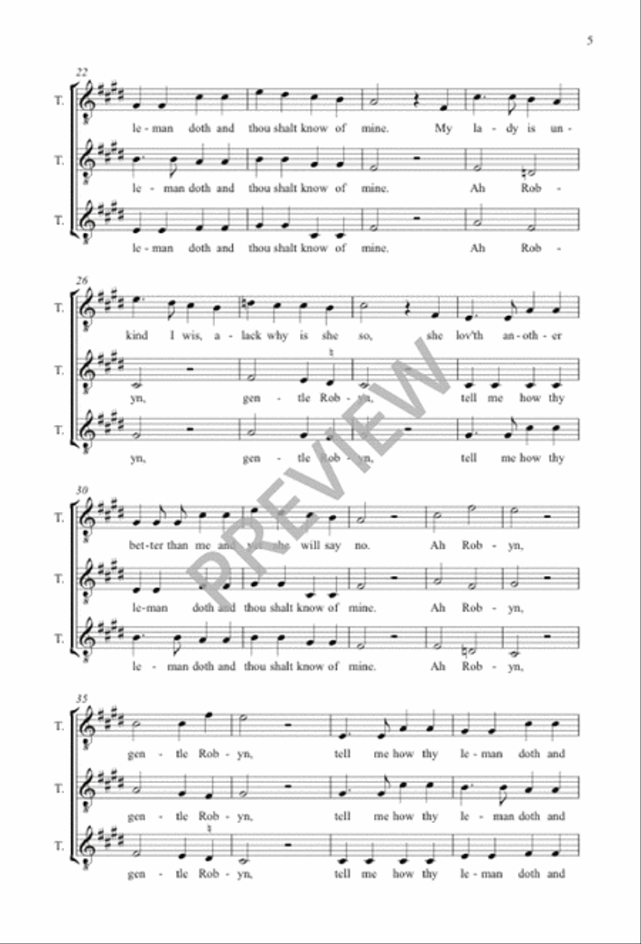 Ah Robyn, Gentle Robyn 3-Part scores gallery preview page 5