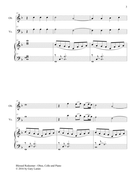 BLESSED REDEEMER(Trio – Oboe, Cello & Piano with Score/Parts) image number null