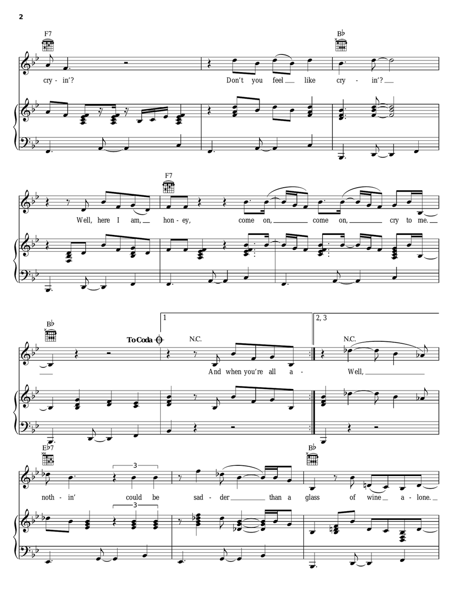 Cry To Me Piano, Vocal, Guitar scores gallery preview page 2