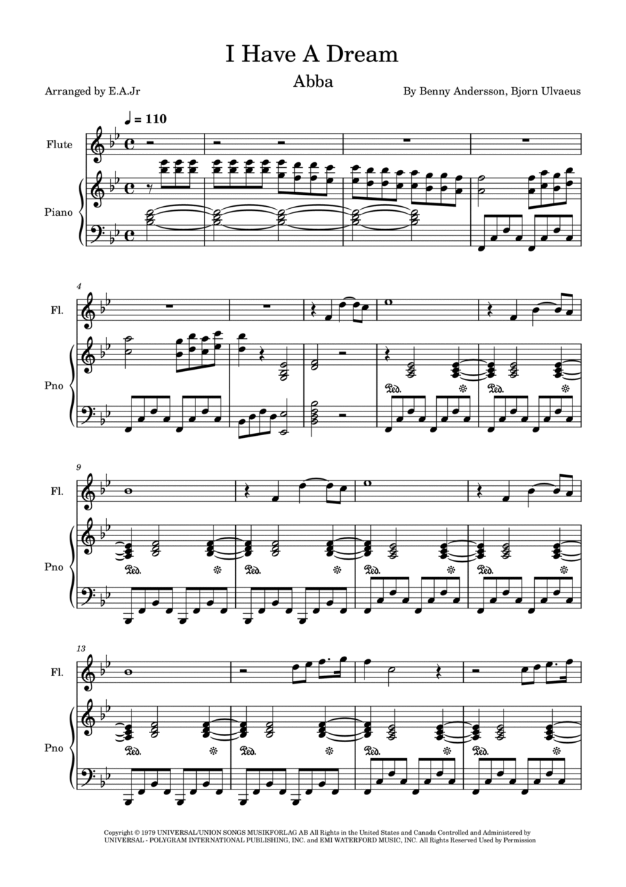 I Have A Dream Flute Solo scores gallery preview page 1