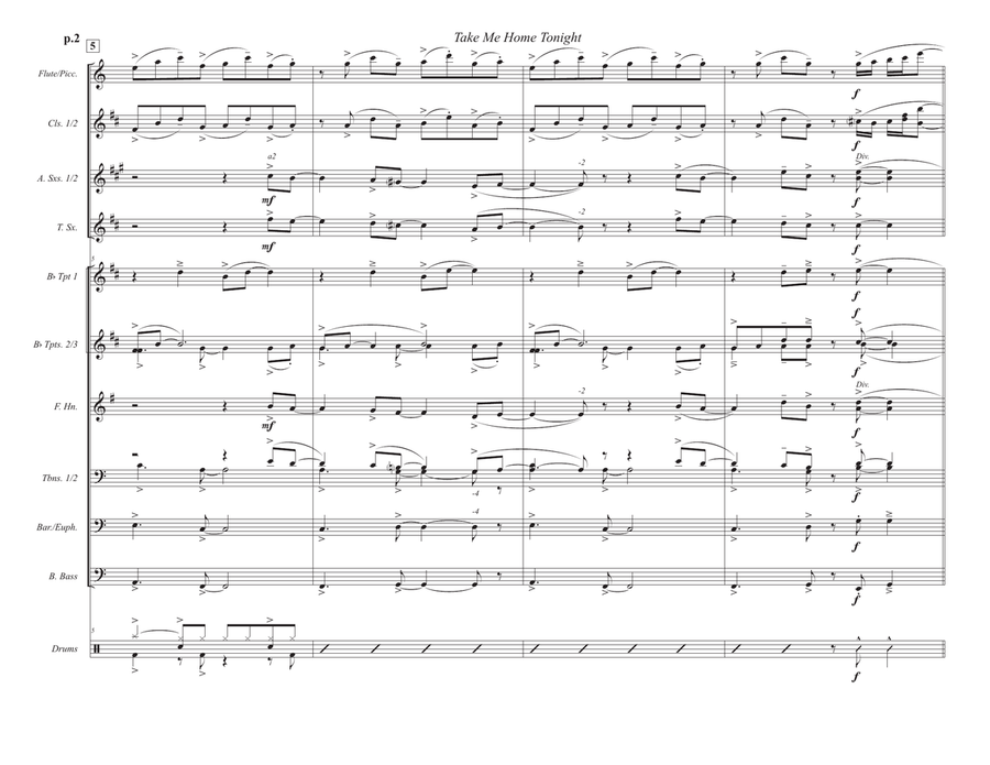 Take Me Home Tonight Take Me Home Tonight Marching Band scores gallery preview page 2