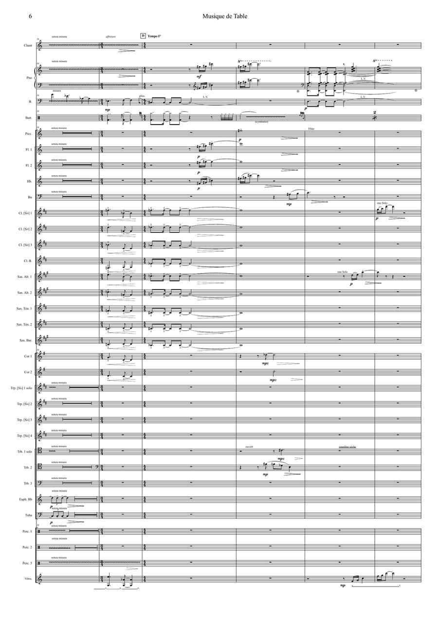 Musique de Table (Tafelmusik), for jazz quartet & wind band - score