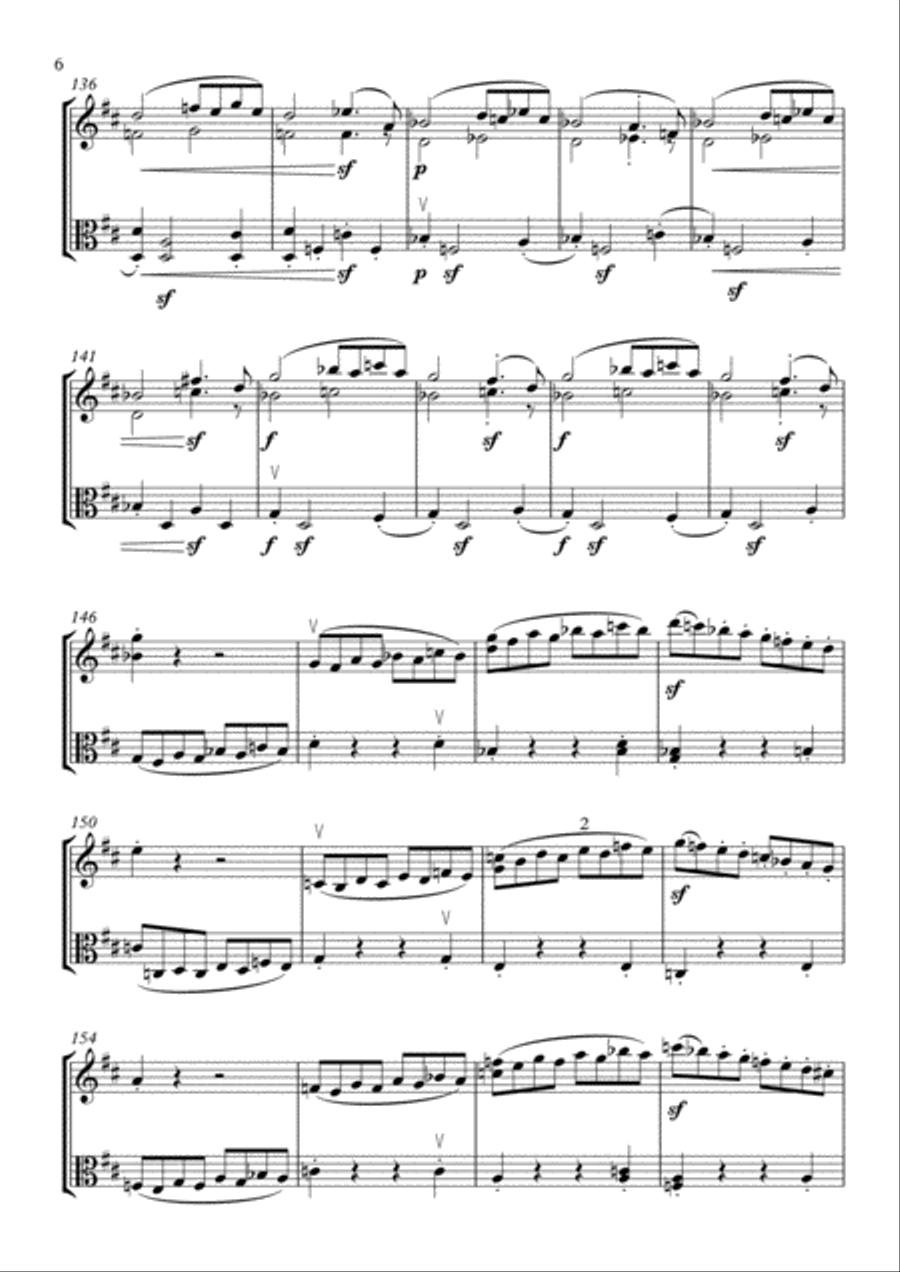 Beethoven-Pokhanovski String Trio in D, op.9#2, 4th movement (arranged for violin and viola) String Duet scores gallery preview page 6