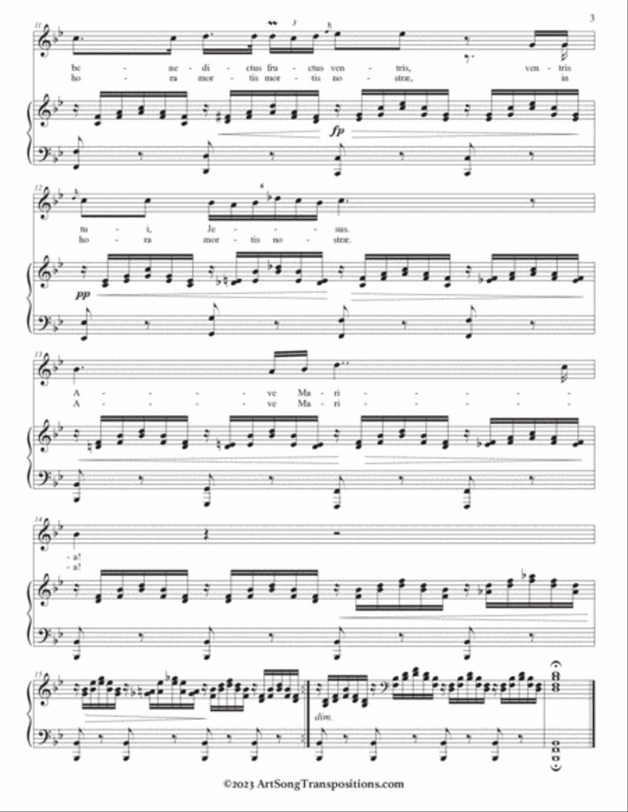 SCHUBERT: Ave Maria, D. 839 (transposed to B-flat major, A major, and A-flat major) Voice scores gallery preview page 4
