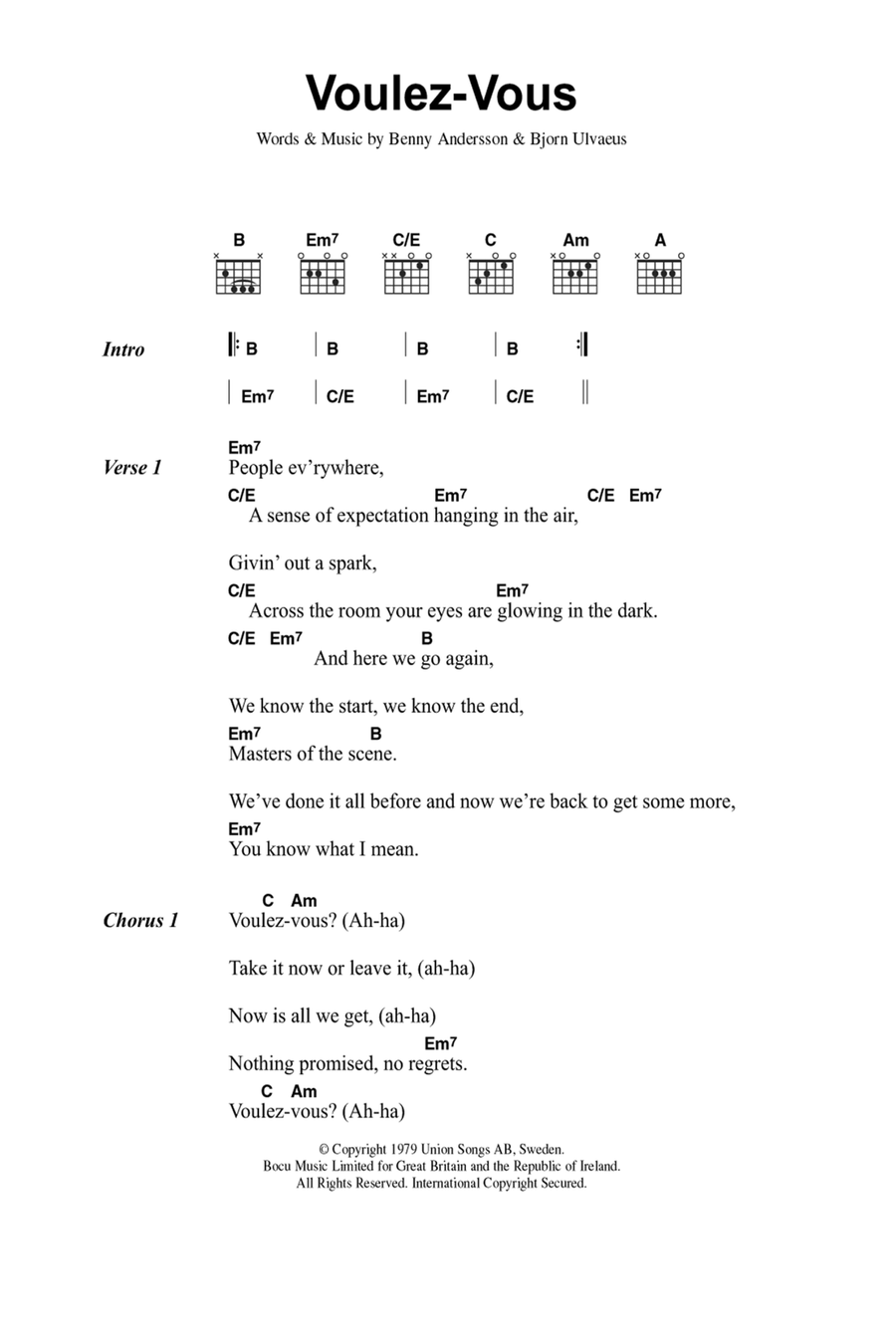 Voulez Vous Acoustic Guitar scores gallery preview page 1