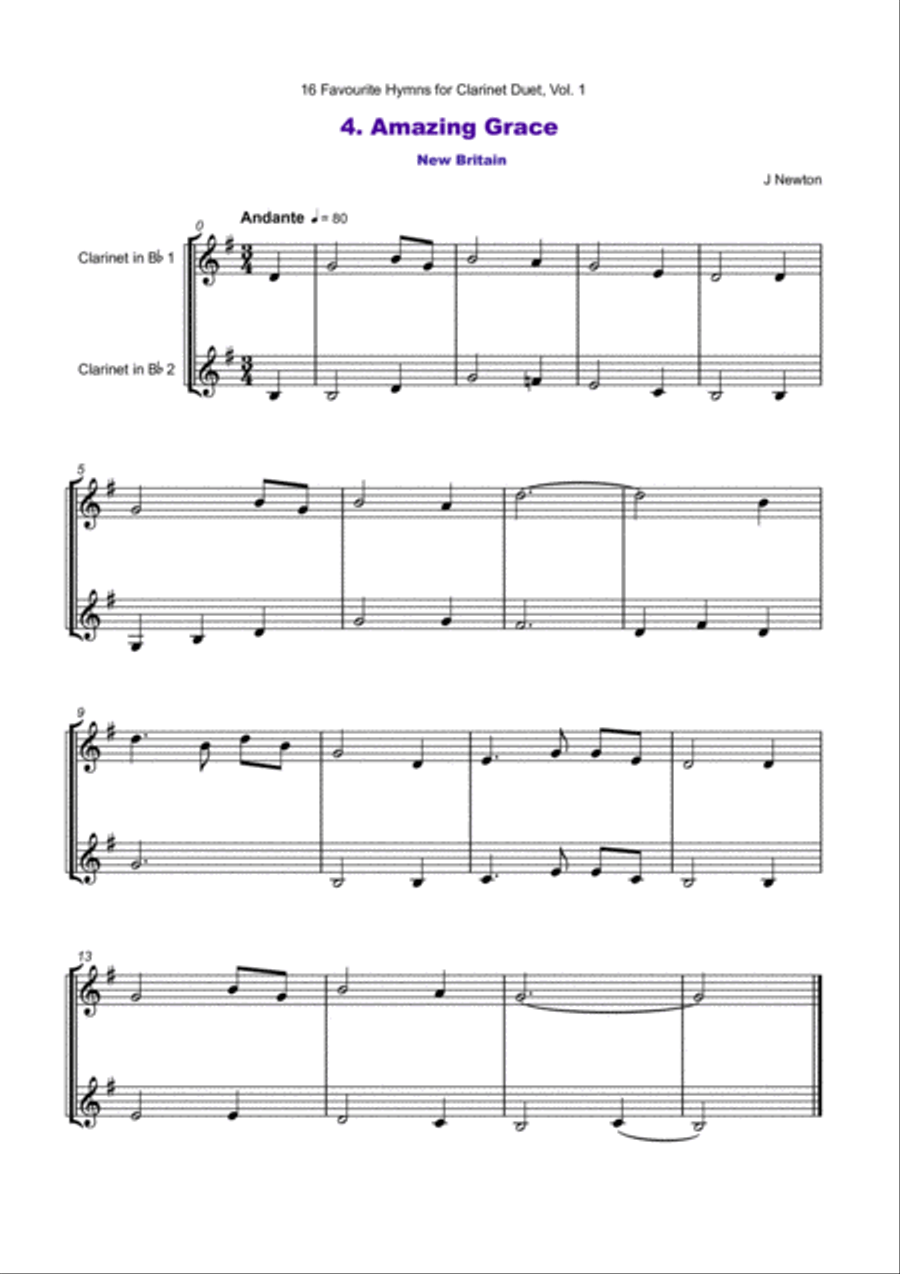 16 Favourite Hymns Vol.1 for Clarinet Duet Clarinet Duet scores gallery preview page 5