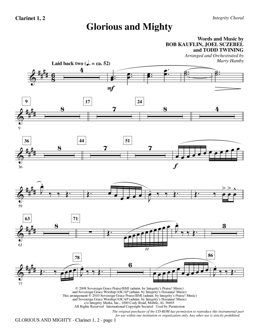 Glorious And Mighty - Clarinet 1 & 2 Choir scores gallery preview page 1