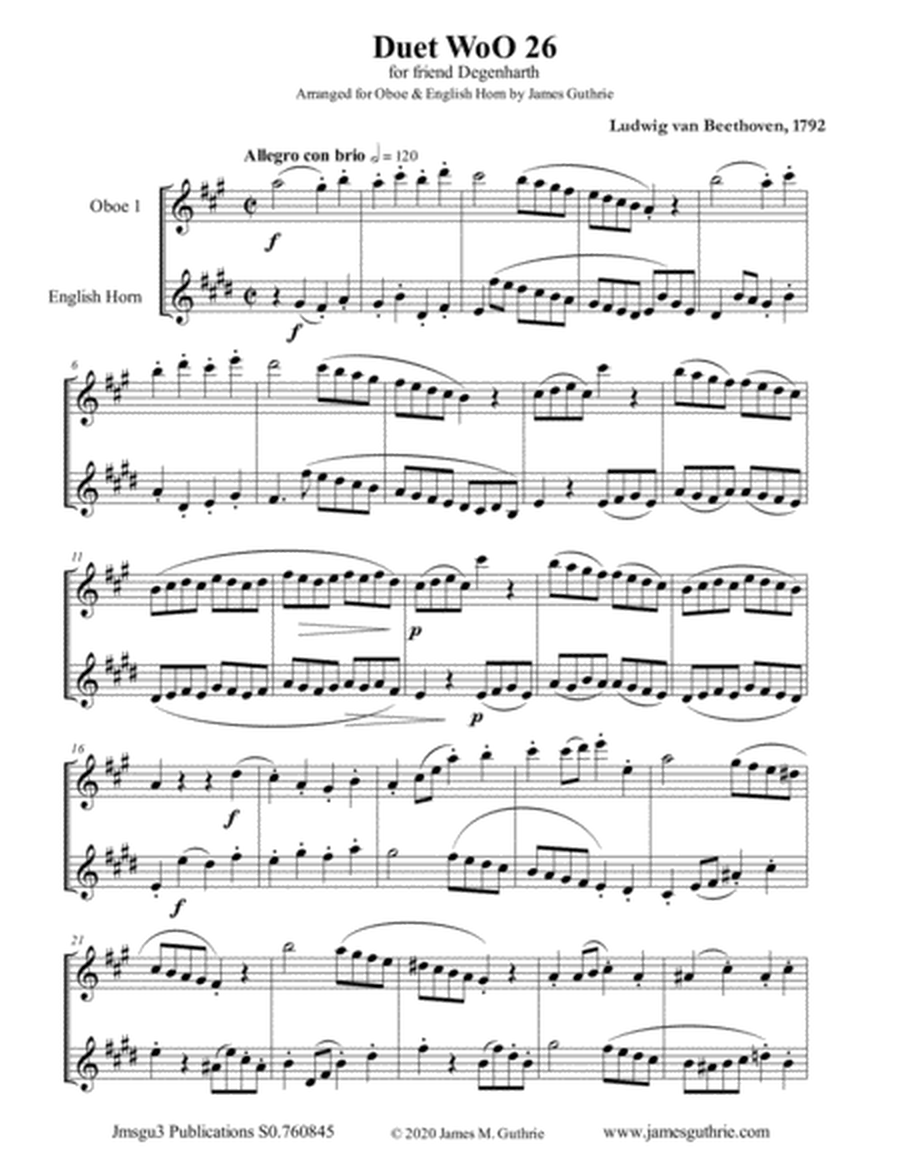 Beethoven: Duet WoO 26 for Oboe & English Horn image number null