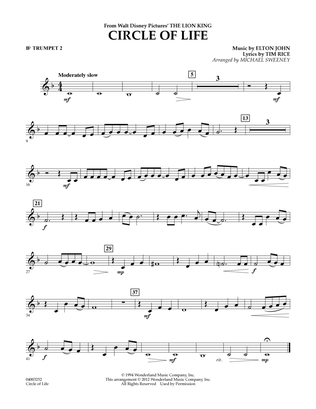 Book cover for Circle of Life (from The Lion King) (arr. Michael Sweeney) - Bb Trumpet 2