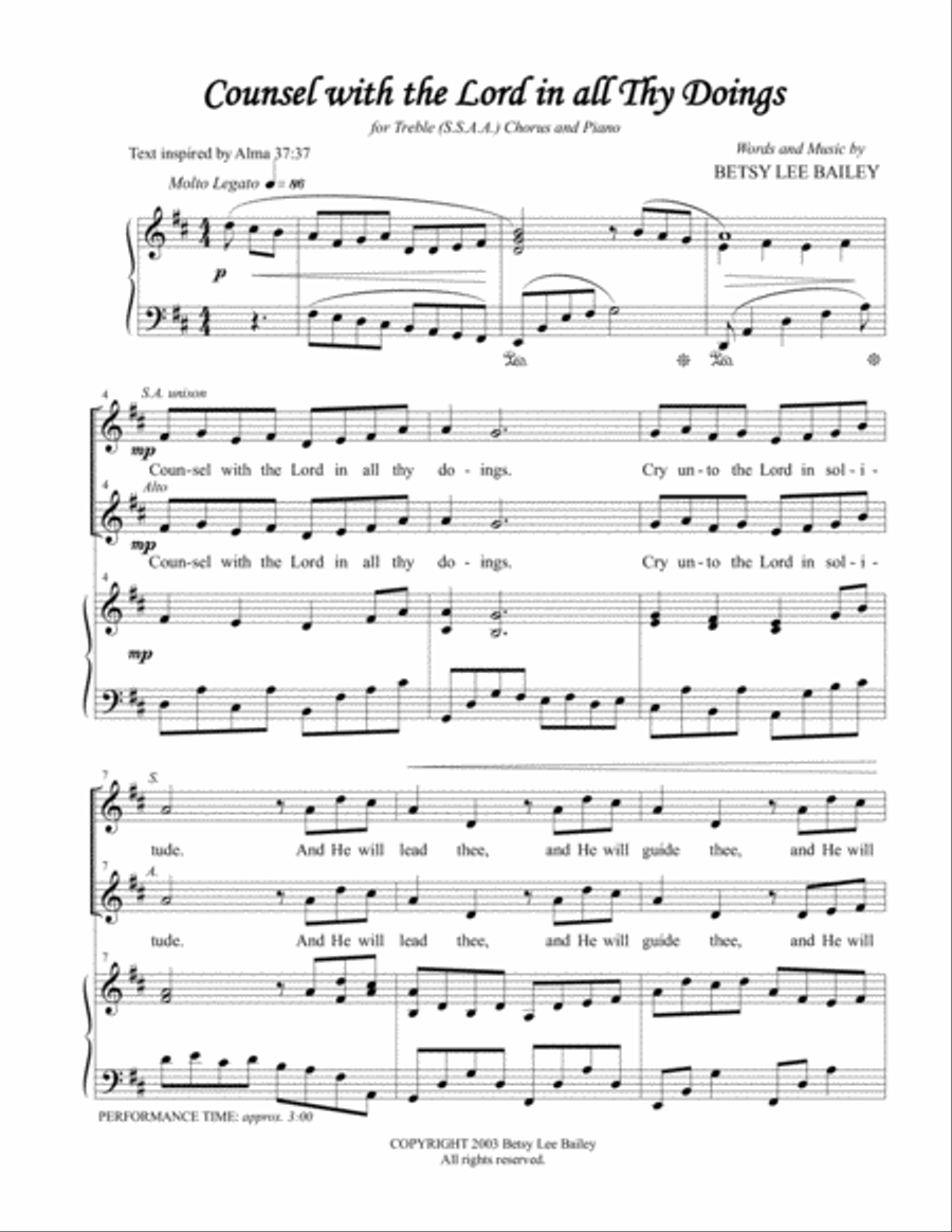 Counsel with the Lord in All Thy Doings - SSAA SSAA scores gallery preview page 2