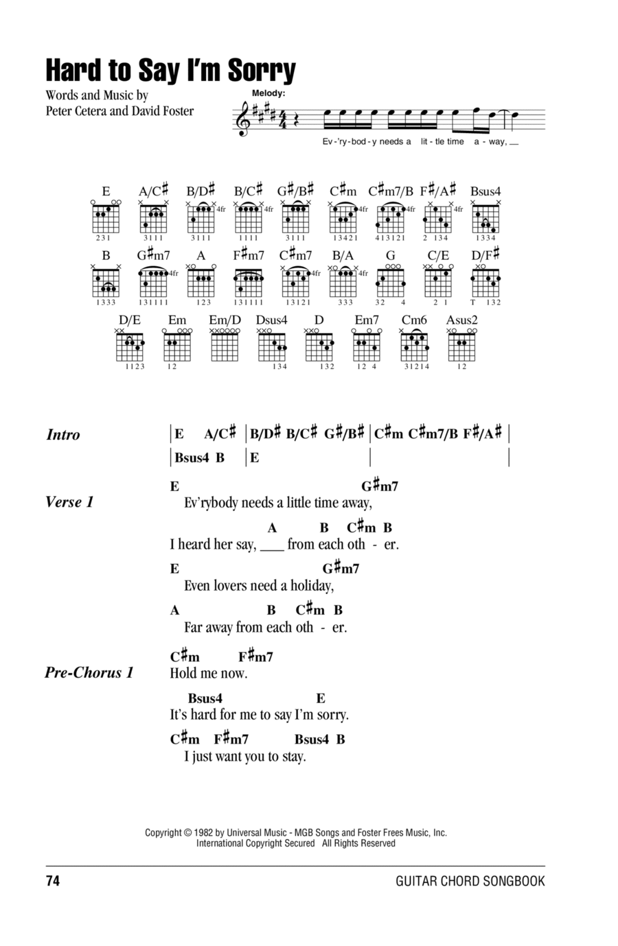 Hard To Say I'm Sorry Acoustic Guitar scores gallery preview page 1