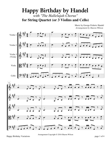 Happy Birthday by Handel (for String Quartet)