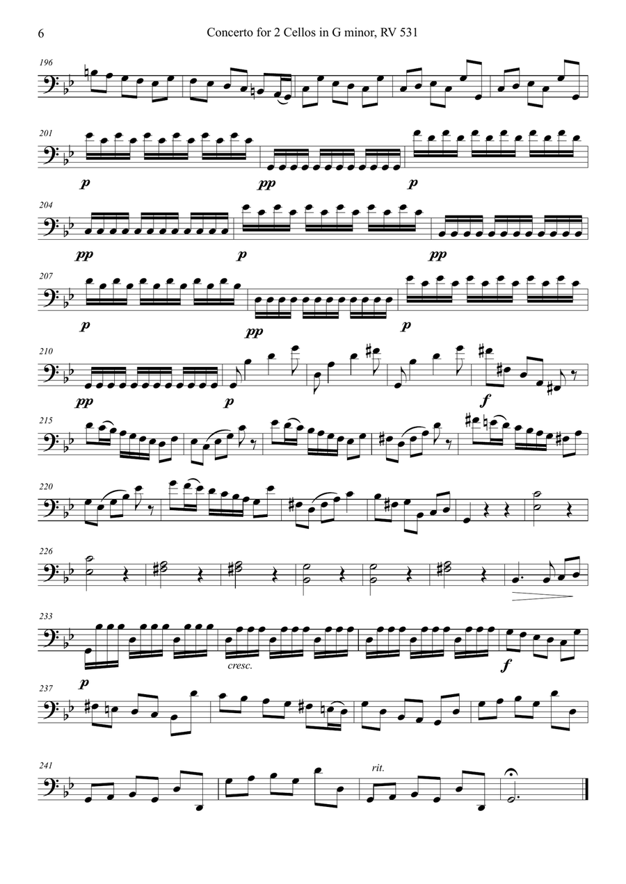 Concerto for 2 Cellos in G minor, RV 531 - Cello Trio String Trio scores gallery preview page 6