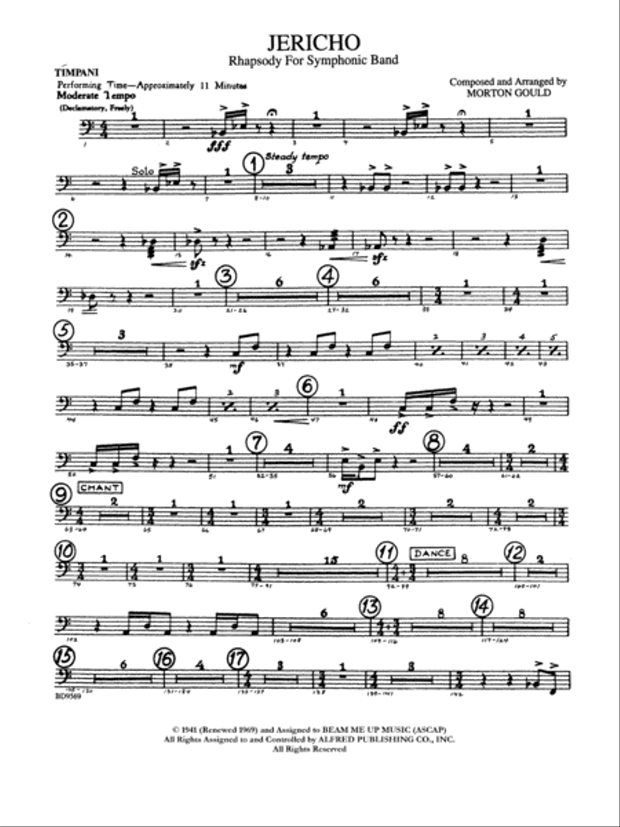 Jericho: Timpani Jericho: Timpani Concert Band scores gallery preview page 1