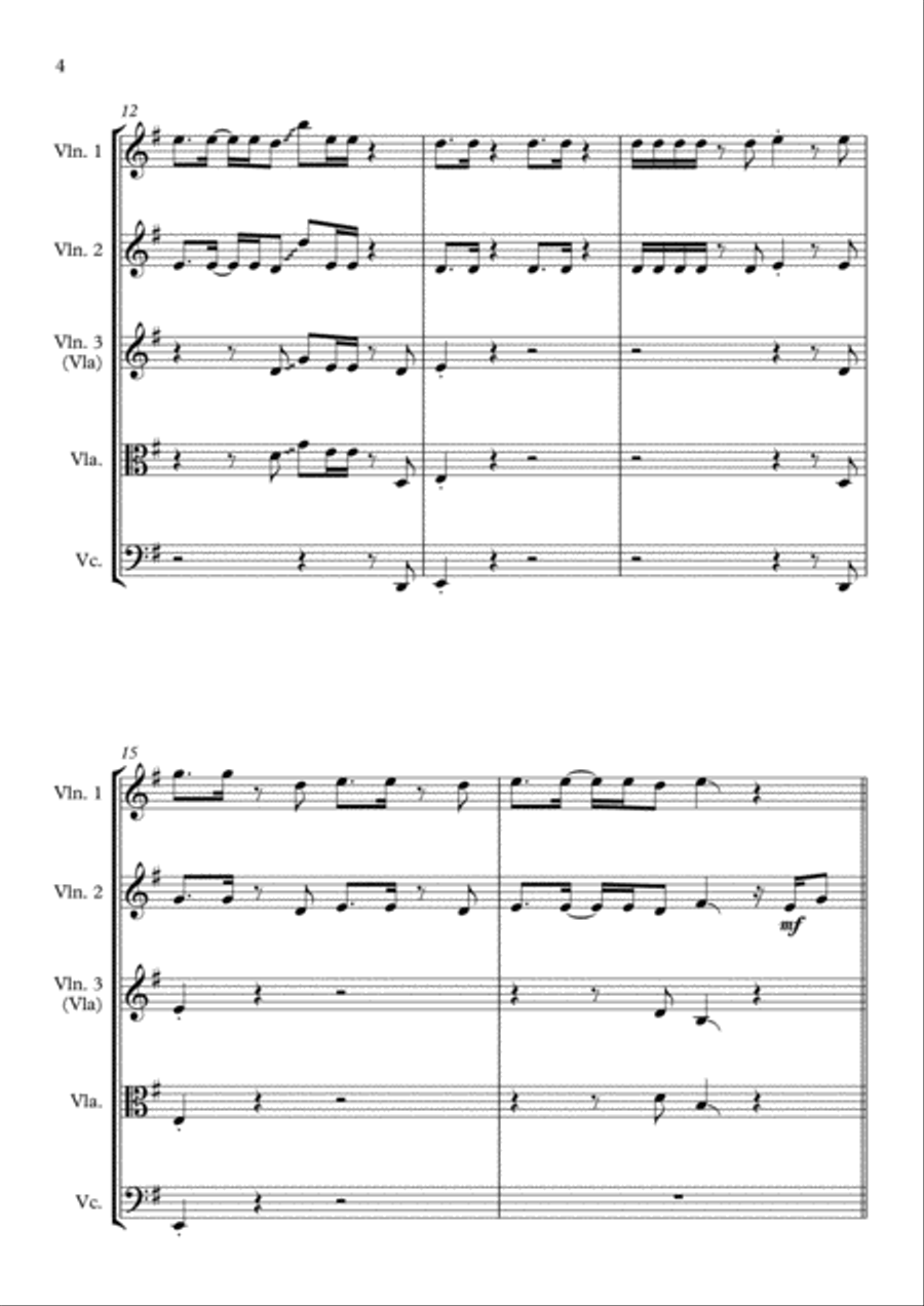 Uptown Funk String Quartet scores gallery preview page 4