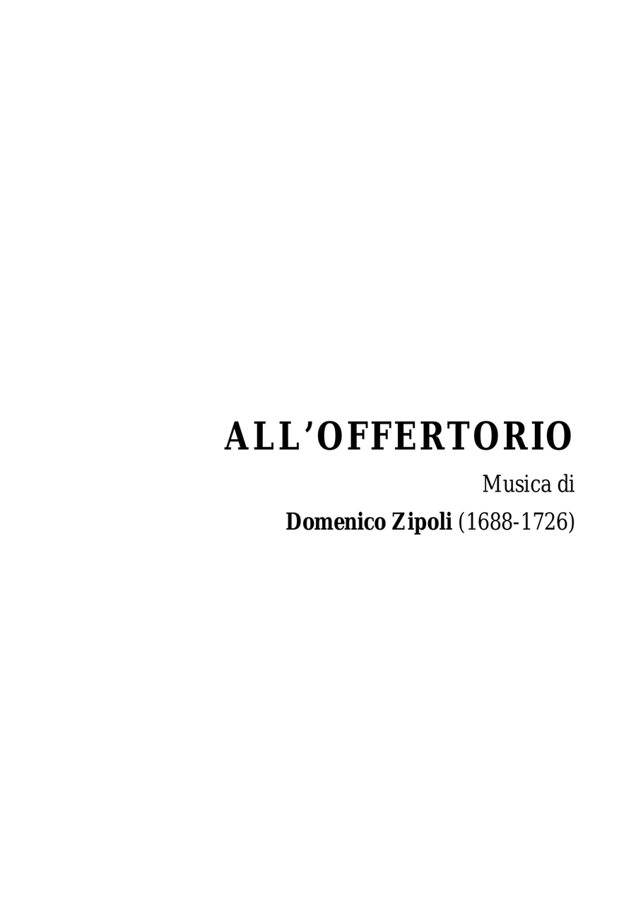 ALL'OFFERTORIO - -Zipoli - From Sonate d’Intavolatura per Organo e Cimbalo Organ Solo scores gallery preview page 1