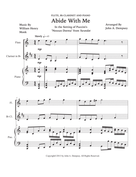 Abide with Me (Trio for Flute, Clarinet and Piano) image number null