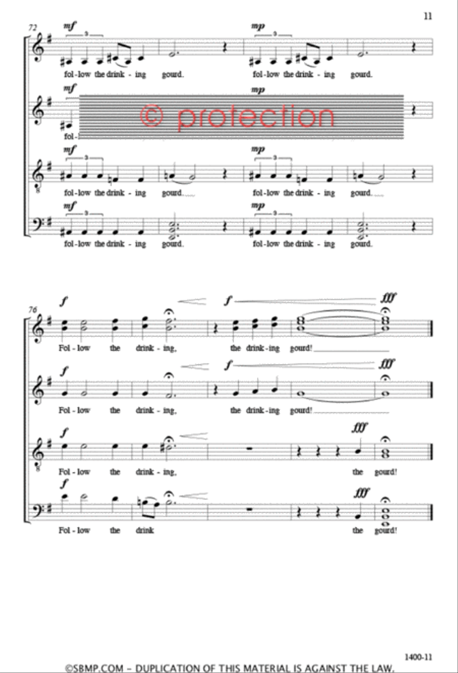 Follow the Drinking Gourd - SATB a cappella Octavo Follow the Drinking Gourd - SATB a cappella Octavo 4-Part scores gallery preview page 10