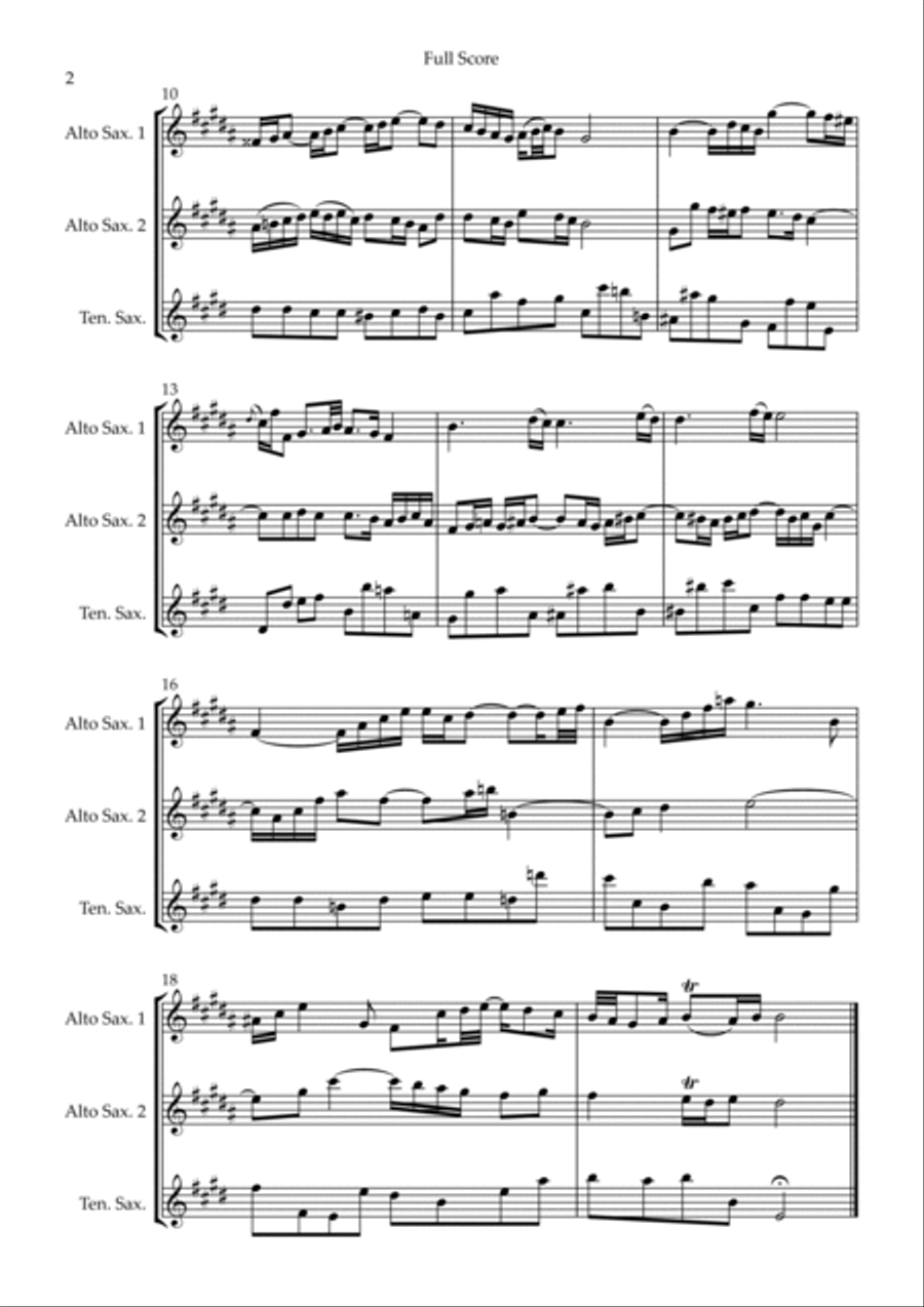 Air On The G String (J.S. Bach) for Saxophone Trio Woodwind Trio scores gallery preview page 2