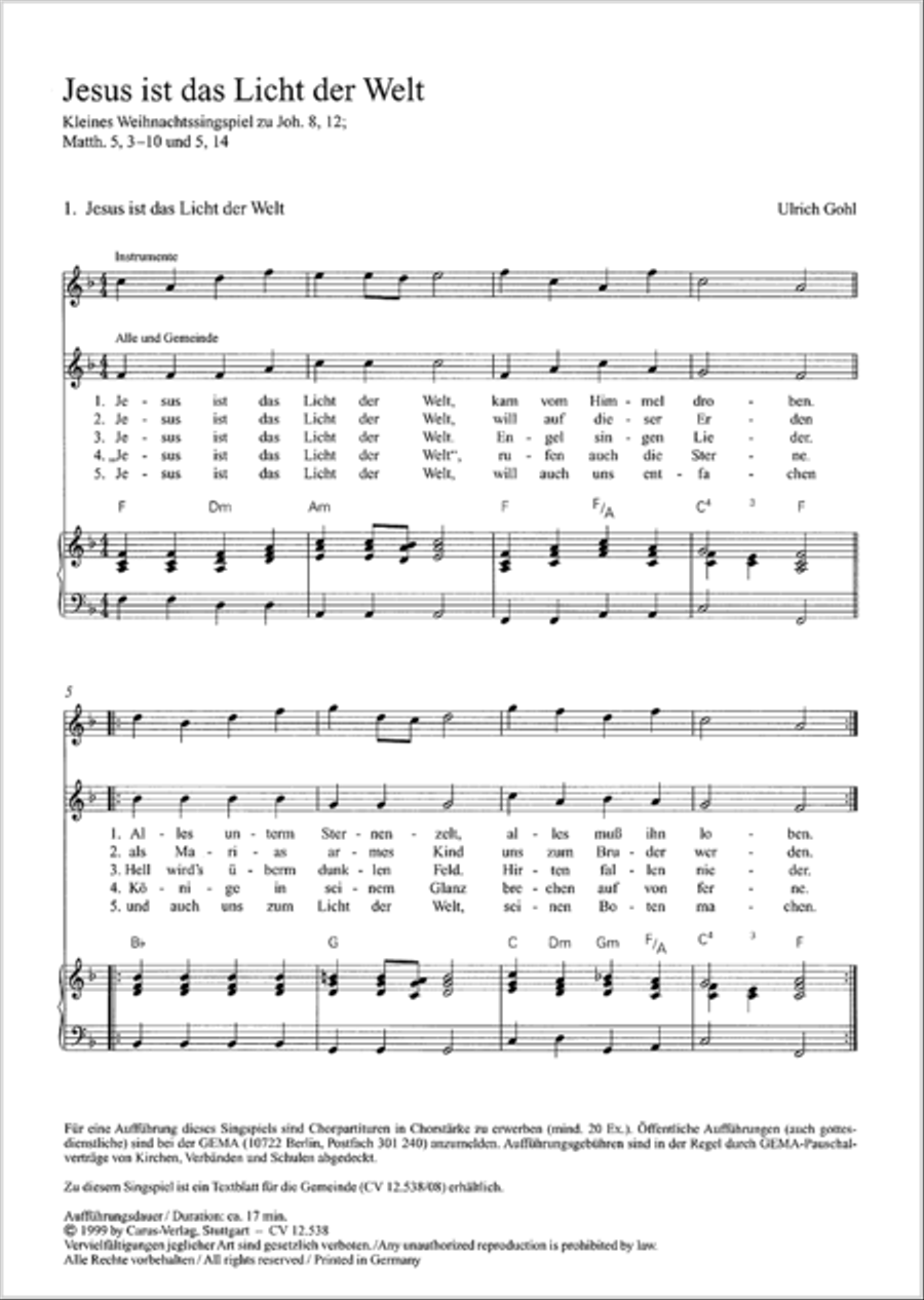 Jesus ist das Licht der Welt Children's Choir scores gallery preview page 6