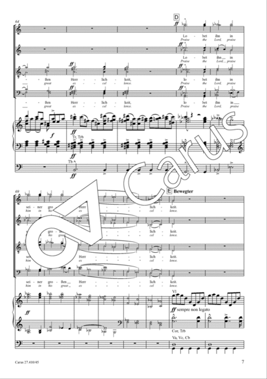 Halleluja! Praise ye the Lord in his sanctuary Divisi scores gallery preview page 10