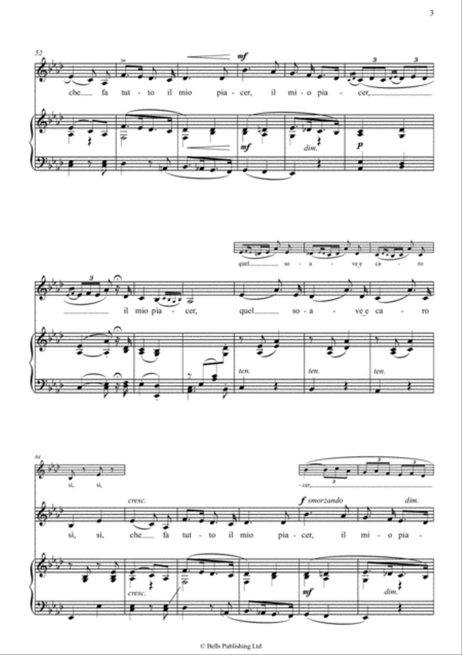 Pur dicesti, o bocca bella (A-flat Major) Voice Solo scores gallery preview page 3