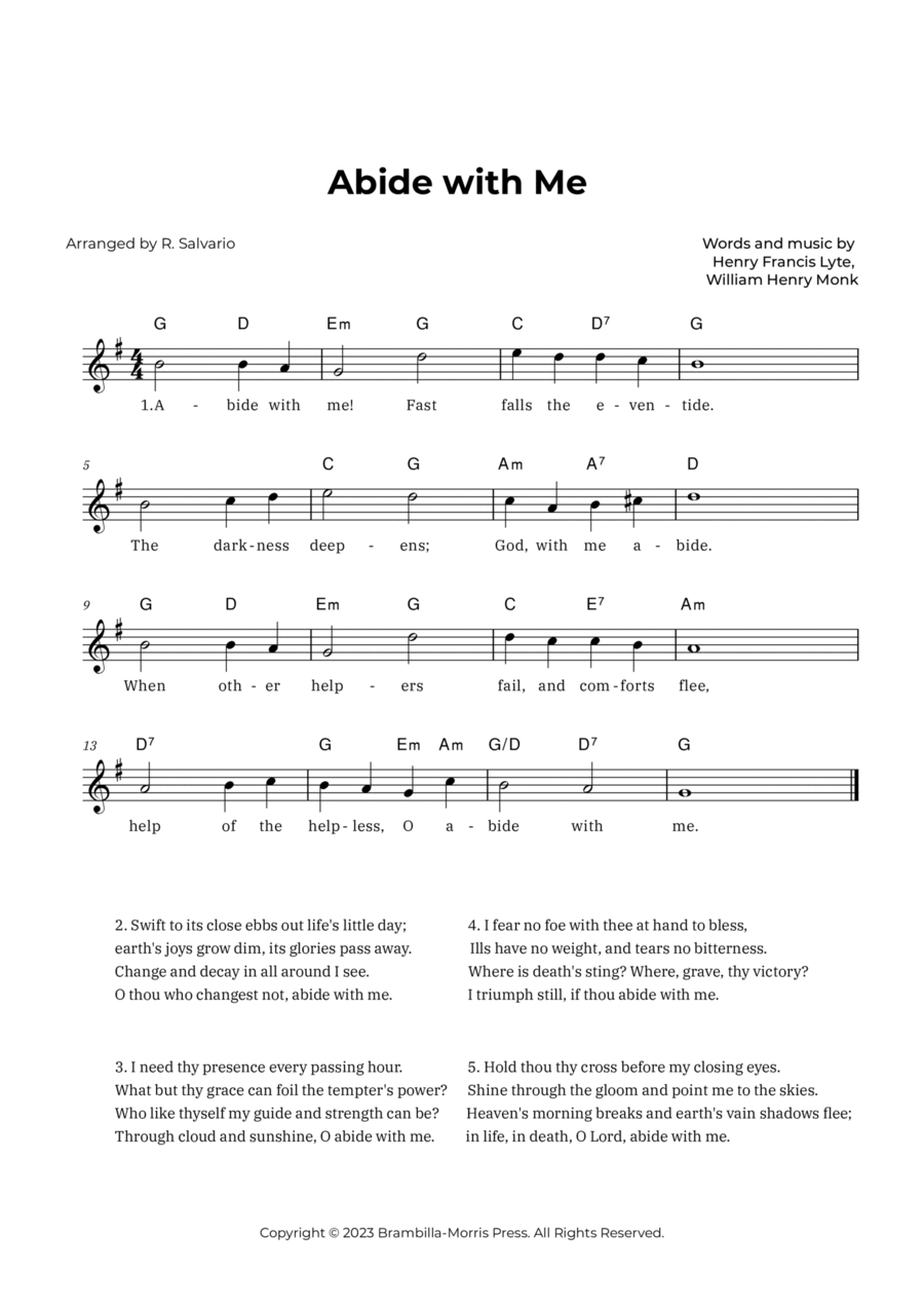 Abide with Me (Key of G Major) Piano scores gallery preview page 1